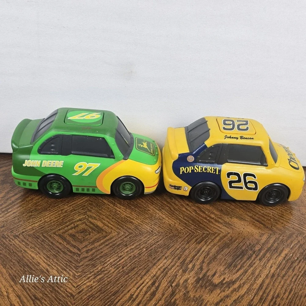 1998 Little Racers Push & Go Button Toy Racecars Baby Toddler John Deer NASCAR